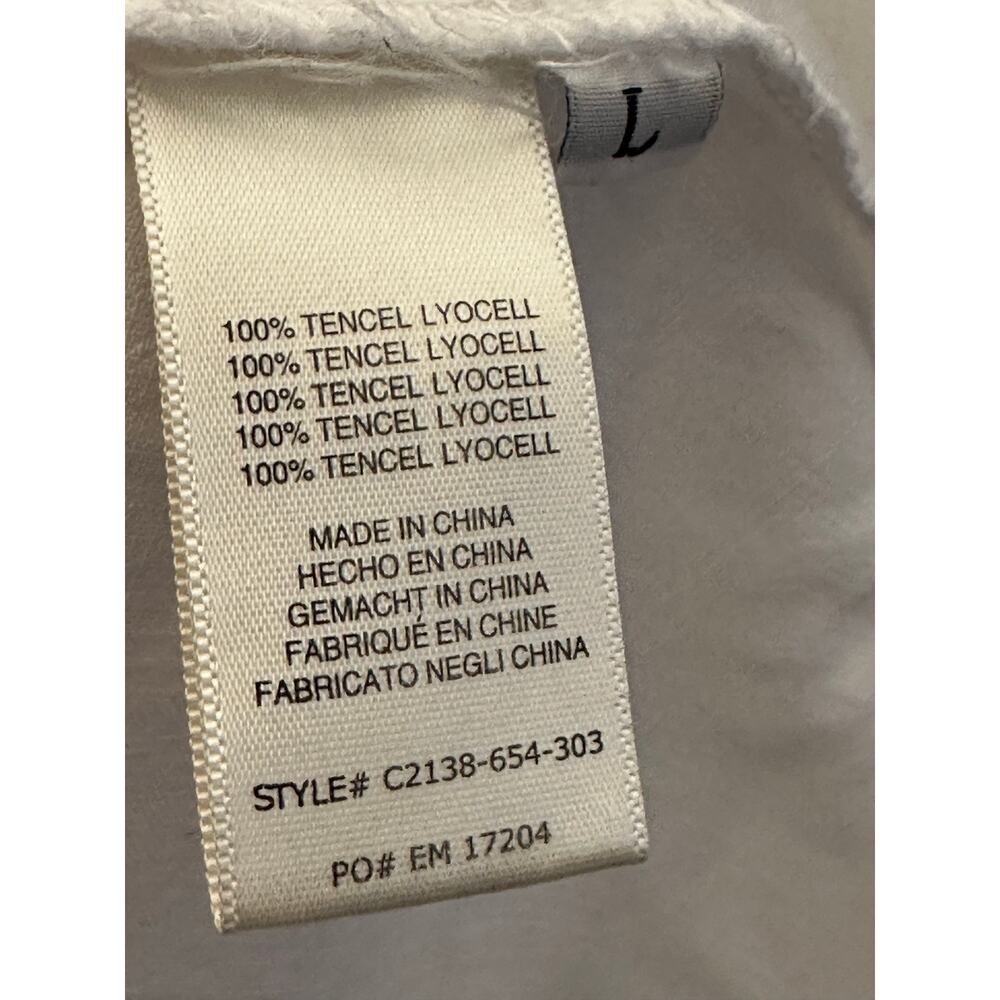 Cloth & Stone Womens White Lyocell Button Up Shirt Tab convertible sleeves Large - Picture 6 of 7